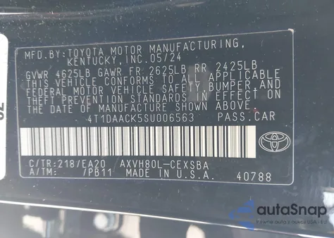 2025 Toyota Camry Se из США, поврежденный, VIN 4T1DAACK5SU006563